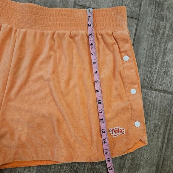 Nike Shorts Womens Size 3X Retro High Waist Orange Terry Snap Button Femme NEW - Picture 4 of 12